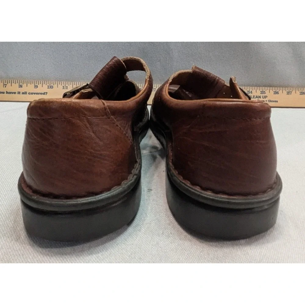 Josef Seibel Fisherman Shoes Mens 44 Brown Good Leather Monk Strap Handmade